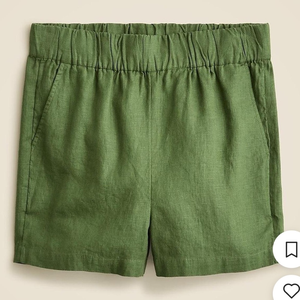 J. Crew Linen Shorts Olive Green